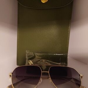 Longchamp Gold Frame Aviator Sunglasses